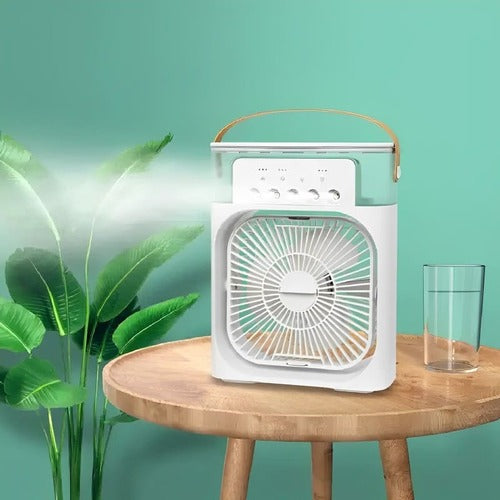 Ventilador Portátil 3 em 1 Climatizador, Umidificador e com Luz LED Compacto